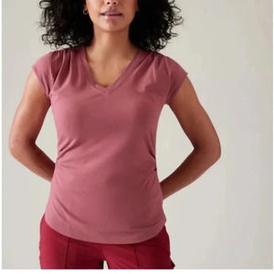 Athleta Outbound V-Neck Rose T-Shirt 1X NWT